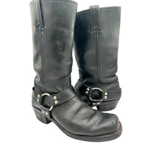RARE Vtg Frye Harness 12R Moto Boots Womens 8 Black Leather Biker Western Riding